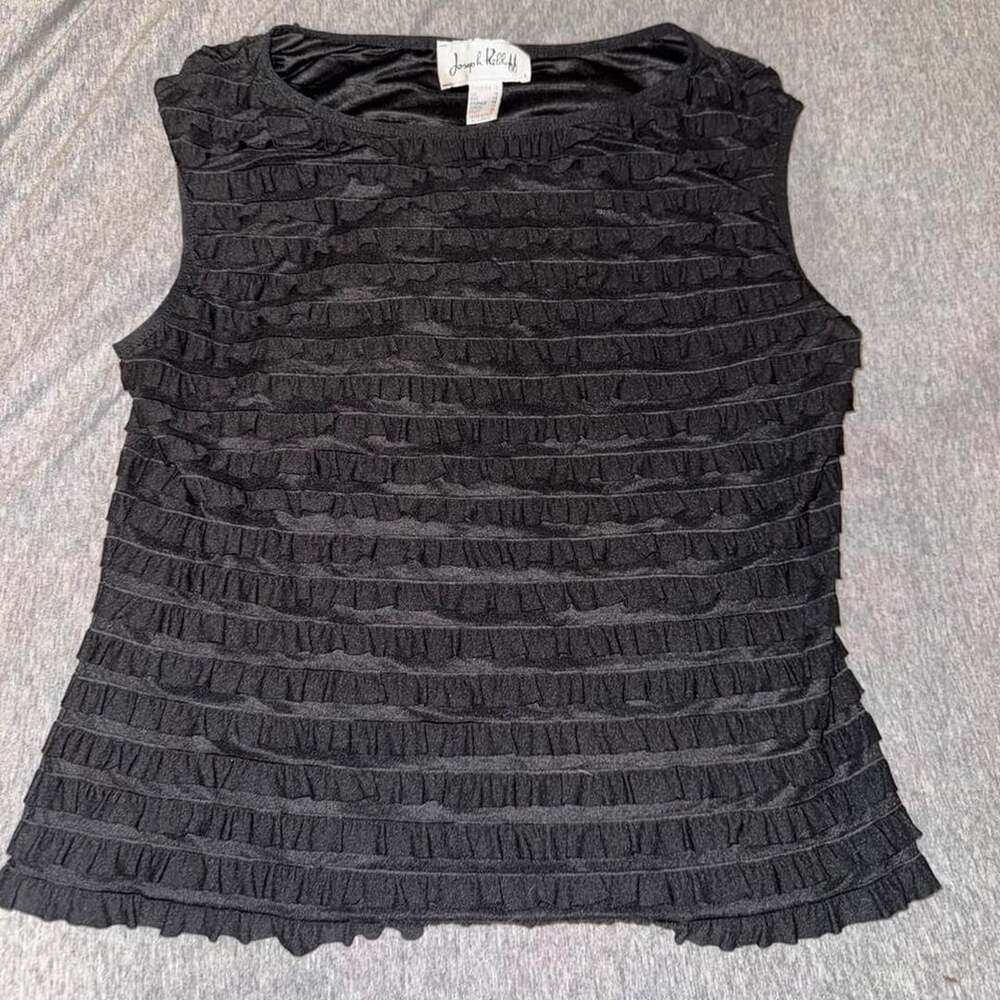 Joseph Ribkoff Sleeveless Black Ruffle Tank Top